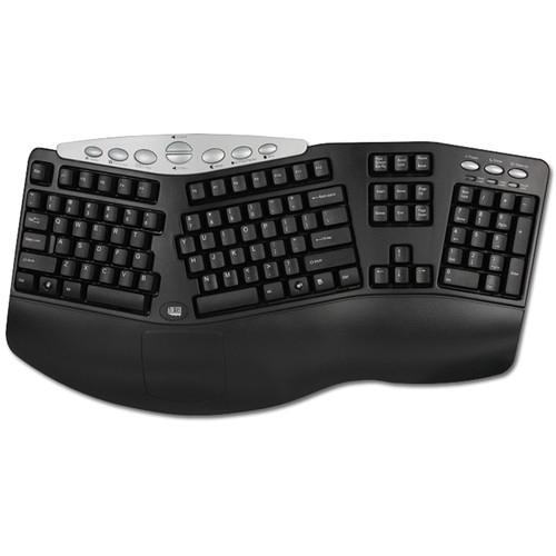 Adesso PCK-208B Tru-Form Media Contoured Ergonomic Keyboard with Hot Keys