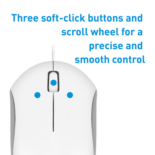 Macally 3-Button USB Wired Optical Mouse for Mac and PC (White)