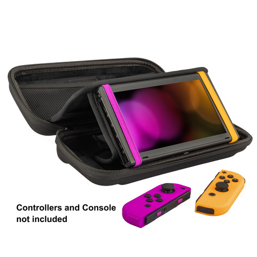 Spieltek Nintendo Switch Carrying Case with Stand (Black, Purple/Orange Accents)