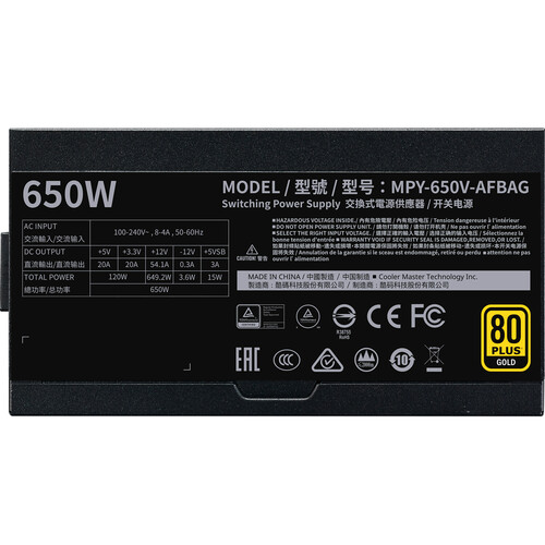 Cooler Master V650 Gold V2 650W 80 PLUS Gold Modular Power Supply (Black)