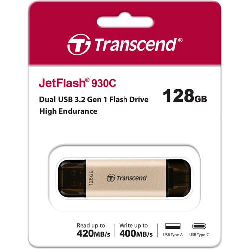 Transcend JetFlash 930C 2-In-1 Flash Drive (128GB)