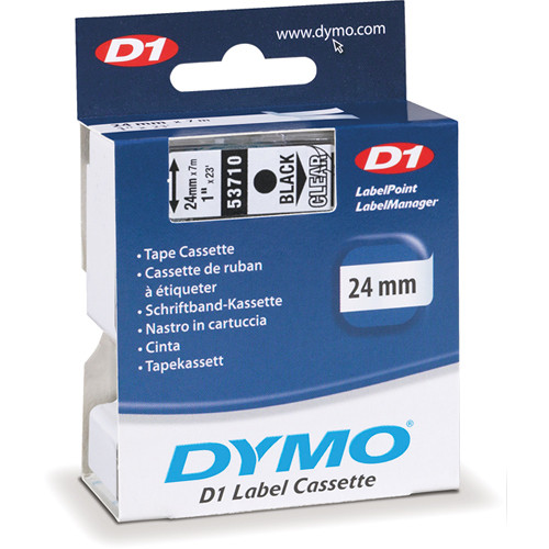 Dymo Standard D1 Labels (Black Print, Clear Tape - 1" x 23')