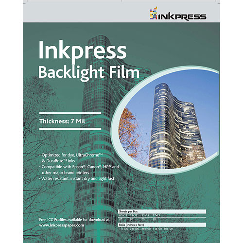 Inkpress Media Back Light Film for Inkjet - 17x22" (C) - 20 Sheets