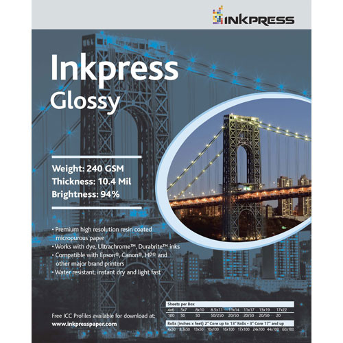 Inkpress Media RC Glossy Inkjet Paper (240gsm) - 11 x 17" (100 Sheets)