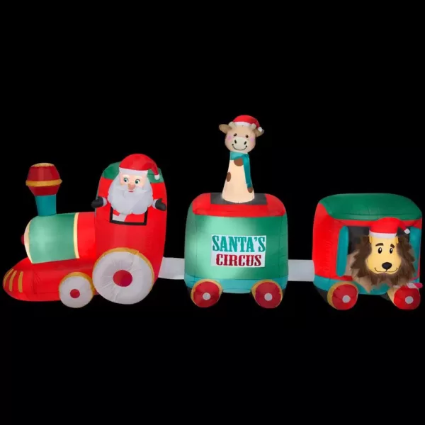 Airblown 12 ft. W Inflatable Pre-Lit Plush Santa in Circus Train