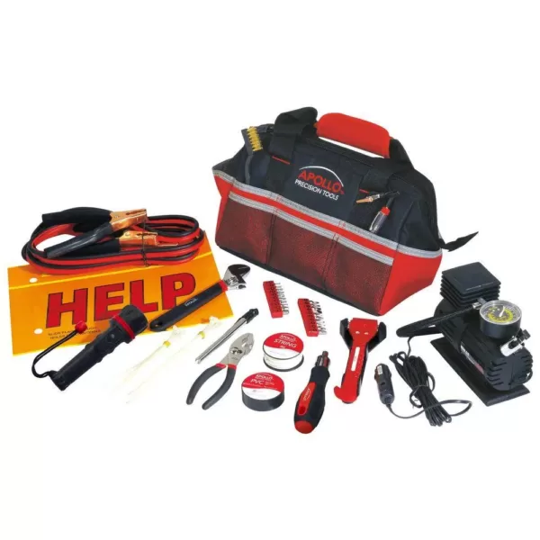 Apollo Roadside/Emergency Tool Kit with Air Compressor (53-Piece)