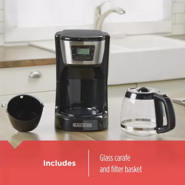 BLACK+DECKER 12-Cup Programmable Black Coffee Maker with Built-In Timer