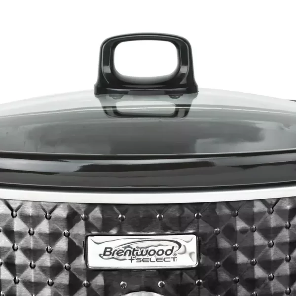 Brentwood Appliances Diamond 7 Qt. Black Slow Cooker with Tempered Glass Lid