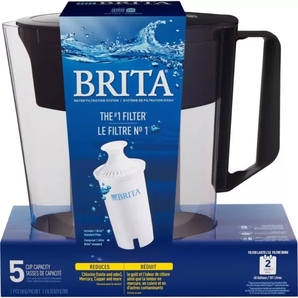 Brita SOHO 5-Cup Small Water Filter Pitcher in Black, BPA Free