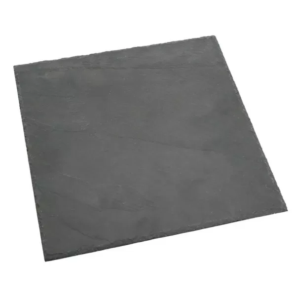 Creative Home Natural Slate Black  Stone 12 in. x 12 in. Square Serving Board Cheese Platter Hot Pan Trivet
