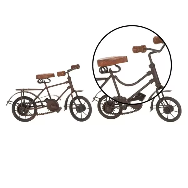 LITTON LANE 11 in. x 7 in. Oak Brown Mango Wood and Black Iron Vintage Roadster Bicycle Model Decors (Set of 2)
