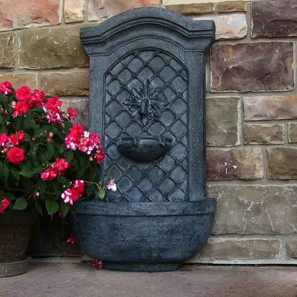Sunnydaze Decor Rosette Leaf Lead Electric Powered Outdoor Wall Fountain