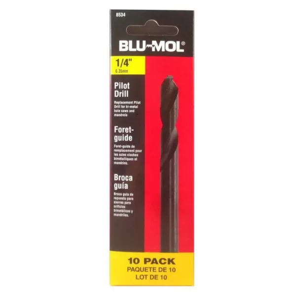 BLU-MOL 3-1/4 in. x 1/4 in. Pilot Drill Hole Saw Accessory for Bi-Metal Hole Saws (10-Pack)