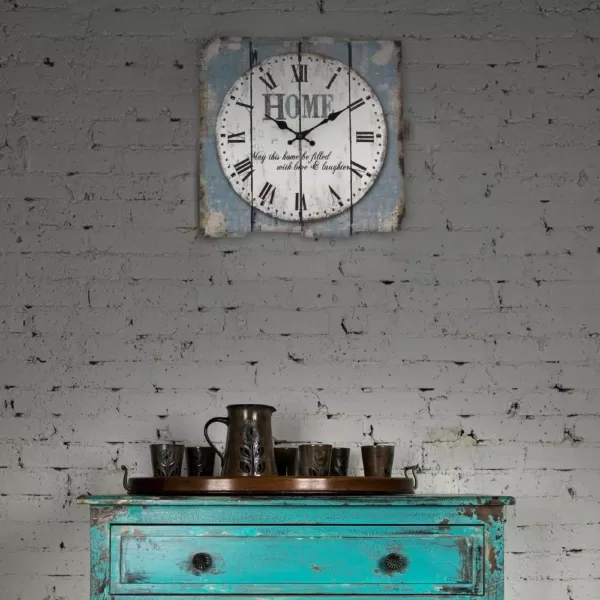 Stonebriar Collection Worn Blue Roman Numeral Wall Clock