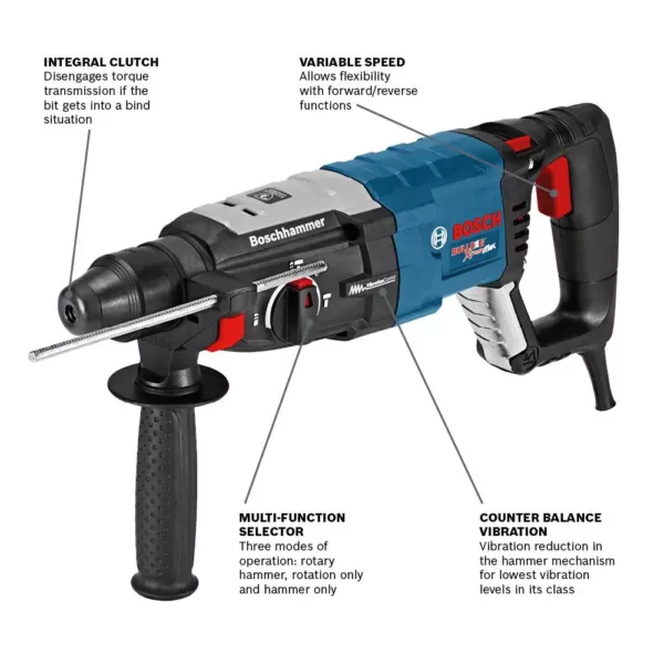 Bosch Factory Reconditioned 8.5 Amp Corded 1-1/8 in. SDS-Plus Concrete/Masonry Rotary Hammer Drill with Carrying Case