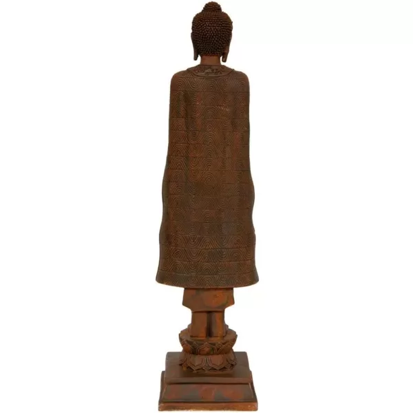 Oriental Furniture Oriental Furniture 21 in. Standing Semui-in Rust Patina Buddha Decorative Statue