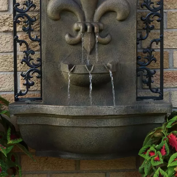 Sunnydaze Decor French Lily Florentine Stone Electric Powered Outdoor Wall Fountain