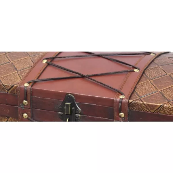 Vintiquewise 14 in. x 9 in. x 5.5 in Wooden Pirate Treasure Chest/Box with Faux Leather X