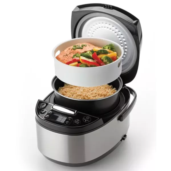 AROMA 12-Cup Brushed Stainless Steel Rice Cooker