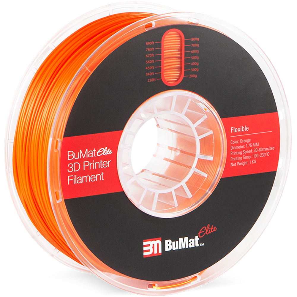 BuMat Elite 1.75mm Flexible Filament (1kg, Orange)