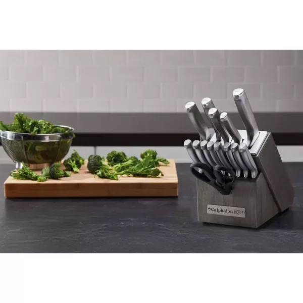 Calphalon Classic 15-Piece Self-Sharpening Stainless Steel Cutlery Knife and Block Set with Sharp in Technology