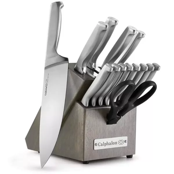 Calphalon Classic 15-Piece Self-Sharpening Stainless Steel Cutlery Knife and Block Set with Sharp in Technology