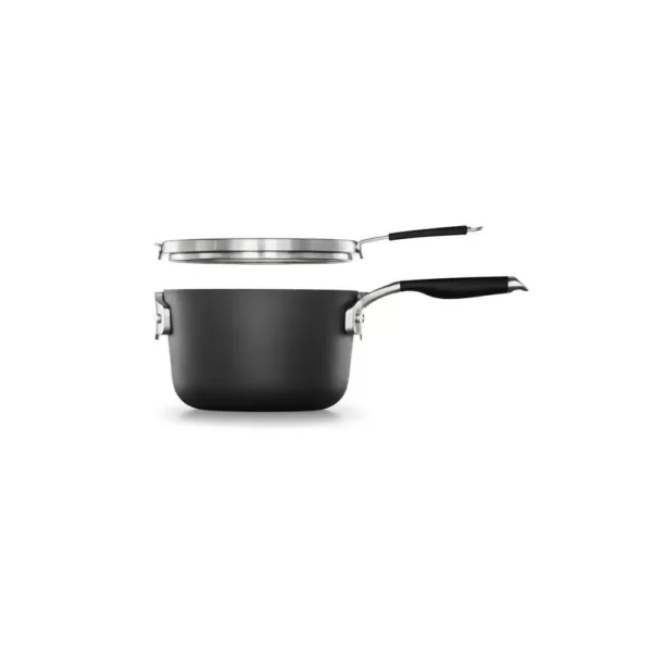 Calphalon Select Space Saving 3.5 qt. Hard-Anodized Aluminum Nonstick Sauce Pan in Black with Glass Lid