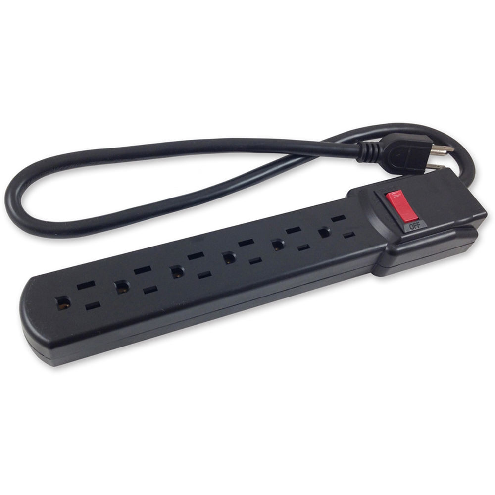 Comprehensive 6-Outlet Surge Protector with 12' Power Cord (Black)