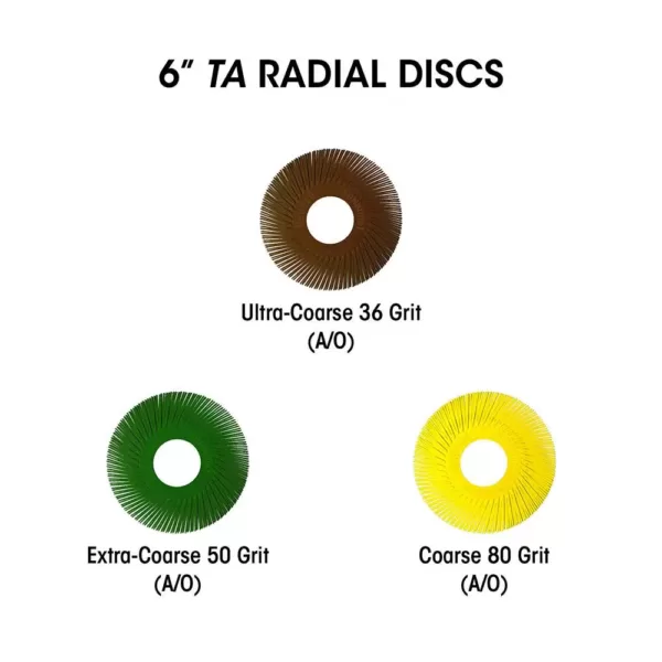 Dedeco Sunburst 3 in. 3-Ply Radial Discs 1/4 in. 80-Grit Arbor Coarse Thermoplastic Cleaning and Polishing Tool (1-Pack)