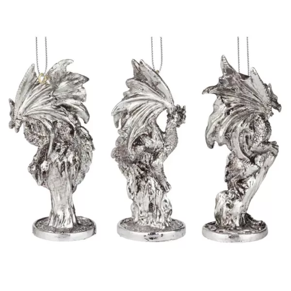 Design Toscano 4 in. Three Dragons of the Amesbury Holiday Gemstone Ornament Set (3-Piece)