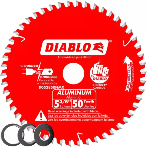 DIABLO 5-3/8 in. x 50-Teeth Aluminum Cutting Saw Blade with Bushings