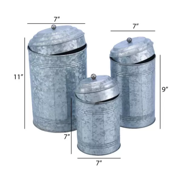 Benzara 3-Piece Rustic Metal Galvanized Canisters