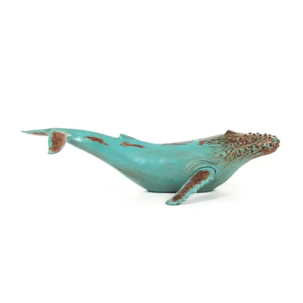 Zentique Polyresin Distressed Turquoise and Brown Humpback Whale