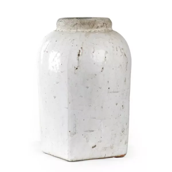 Zentique Stoneware Distressed White Medium Decorative Vase