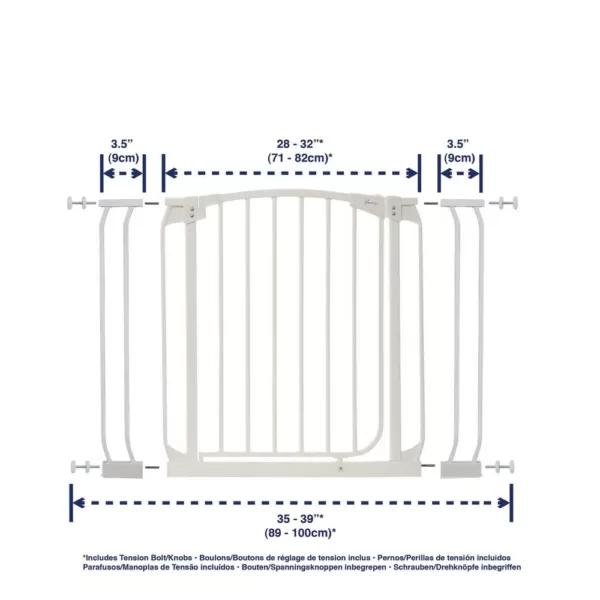 Dreambaby Chelsea 29.5 in. H Standard Height Auto-Close Security Gate in White with Extensions