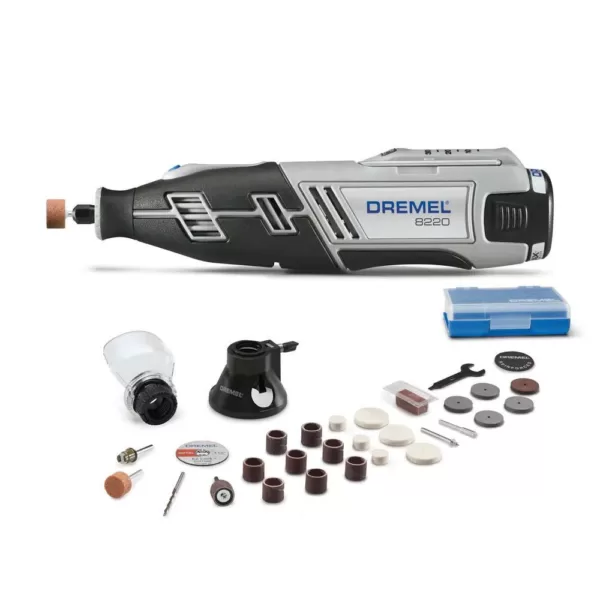 Dremel 8220 Series 12-Volt MAX Lithium-Ion Variable Speed Cordless Rotary Tool Kit + Rotary Tool Accessory Kit (130-Piece)