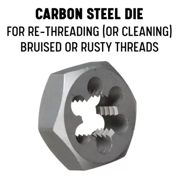 Drill America 1/2 in.-24 Carbon Steel Hex Re-Threading Die