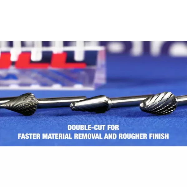 Drill America 5/16 in. x 1 in. Cylindrical Radius End Solid Carbide Burr Rotary File Bit with 1/4 in. Shank