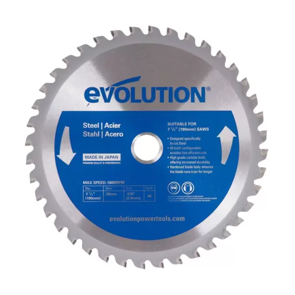 Evolution Power Tools 7-1/2 in. 40-Teeth Mild Steel Cutting Saw Blade