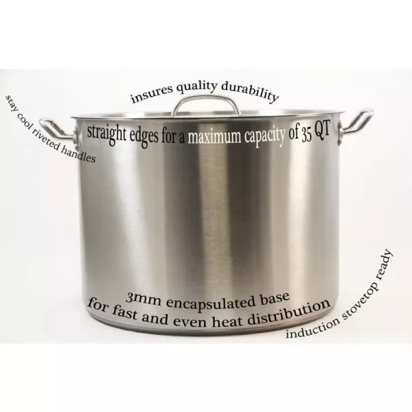 ExcelSteel Professional 35 qt. Stainless Steel Stock Pot with Lid