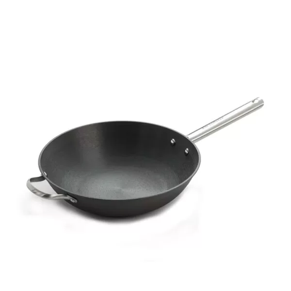 ExcelSteel 13 in. Cast Iron Chinese Wok with Assist Handle