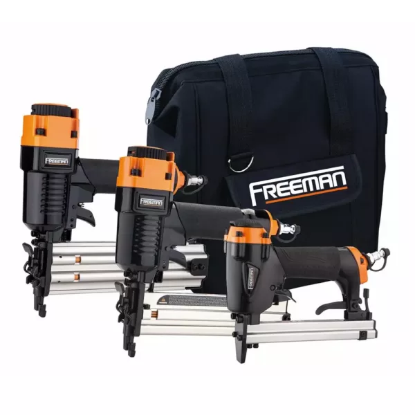 Freeman Pneumatic 18-Gauge and 22-Gauge Corded 3-Piece Brad Nailer, Stapler and Upholstery Kit with Fasteners and Bag
