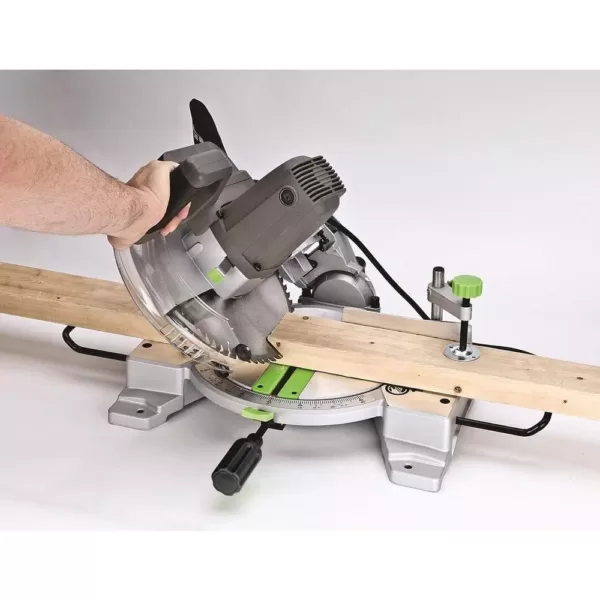 Genesis 15 Amp 10 in. Compound Miter Saw with Laser Guide, 9 Positive Stops, Clamp, Dust Bag, 2 Wings and Blade