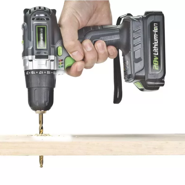 Genesis 20-Volt Lithium-ion Cordless Variable Speed Drill Driver with 3/8 in. Chuck, LED Work Light, Charger and Bit