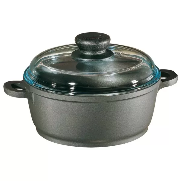 Berndes Tradition 1.25 qt. Round Cast Aluminum Nonstick Dutch Oven in Gray with Glass Lid