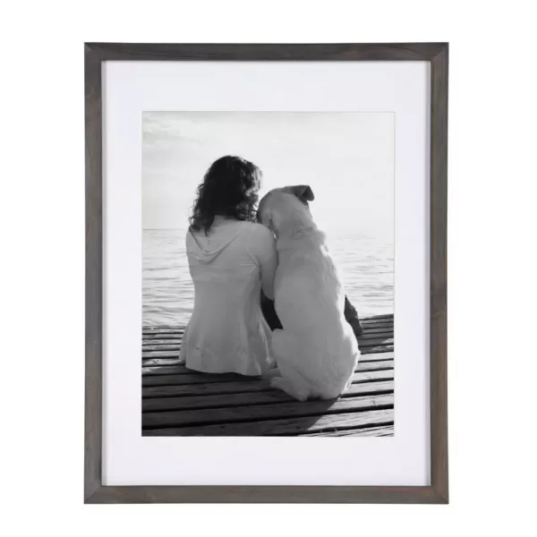 DesignOvation Gallery 14 in. x 18 in. Matted to 11 in. x 14 in. Gray Picture Frame (Set of 2)