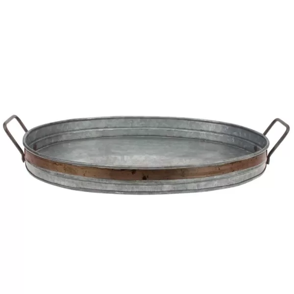 Stonebriar Collection Aged Galvanized with Rust Metal Metal Trim Decorative Tray