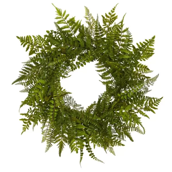 Nearly Natural 24 in. Mixed Fern Wreath