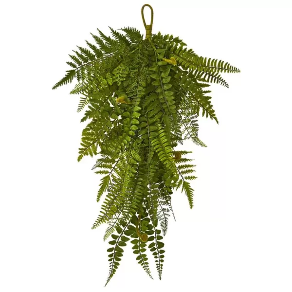 Nearly Natural Indoor 28in. Fern Artificial Teardrop (Set of 2)