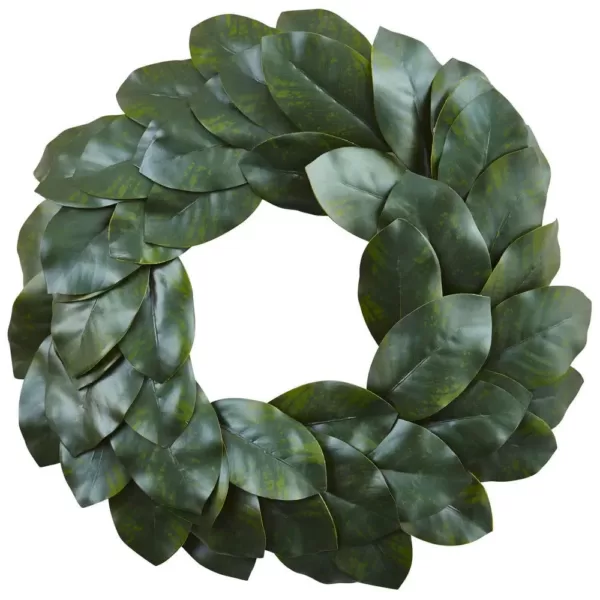 Nearly Natural Magnolia Leaf 24 in. Wreath